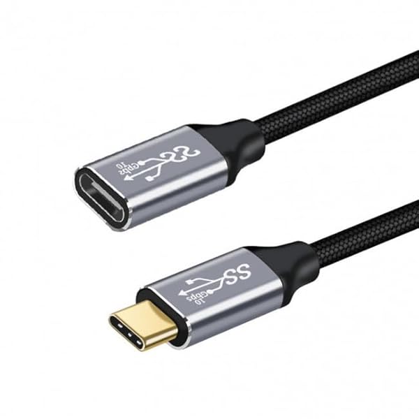ケーブル USB-C USB 3.1 Type-C オス - メス延長データケーブル 10Gbps 100W スリーブ付き Compatible with iPhone 15 ラップトップに対応 (20cm)