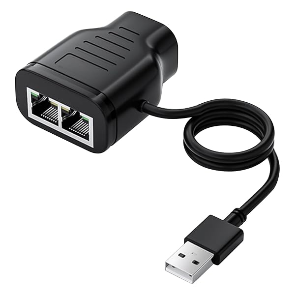 RJ45 中継コネクタ Lanイーサネットアダプタ、100Mbps RJ45 1 In 2 YスプリッタLan延長コネクタ、RJ45メスメスイーサネット分岐アダプタスプリッタ中継コネクタ、パワーUSB2.0ケーブル40cm付き、Cat7/Cat6/C