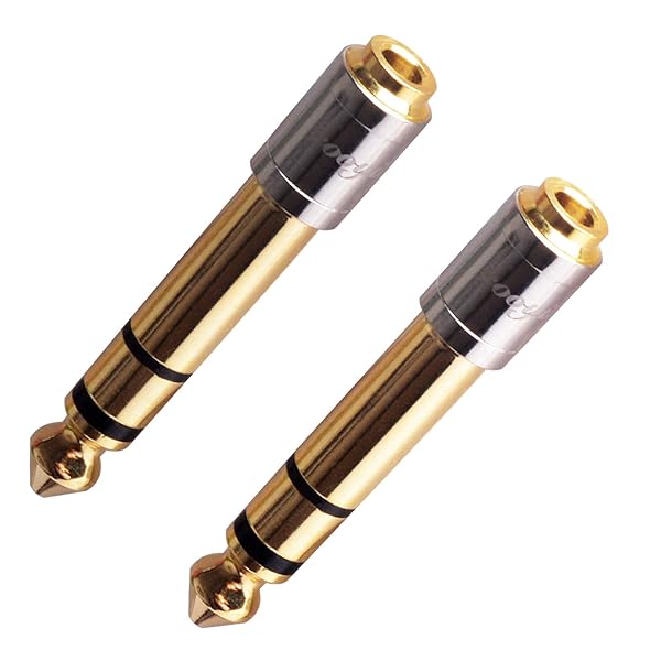 変換プラグ 6.35mm（オス）⇒3.5mm（メス） イヤホンジャック 変換 オーディオ 楽器・スピーカー・ピアノ・ヘッドホンアンプ等に適合 2個入り