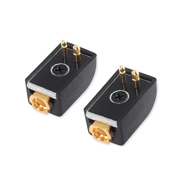 mmcx (リケーブル側) to ER4P (イヤホン側) アダプタ 千住銀入り錫はんだ 2U"金メッキプラグ 一体射出成形技術 音質劣化なし 線材テスト作業用 1ペア ブラック