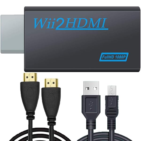 Wii HDMI変換アダプター Wii to HDMI 変換アダプターHDMI出力 携帯便利 (1.5M ハイスピードHDMIケーブル付属)