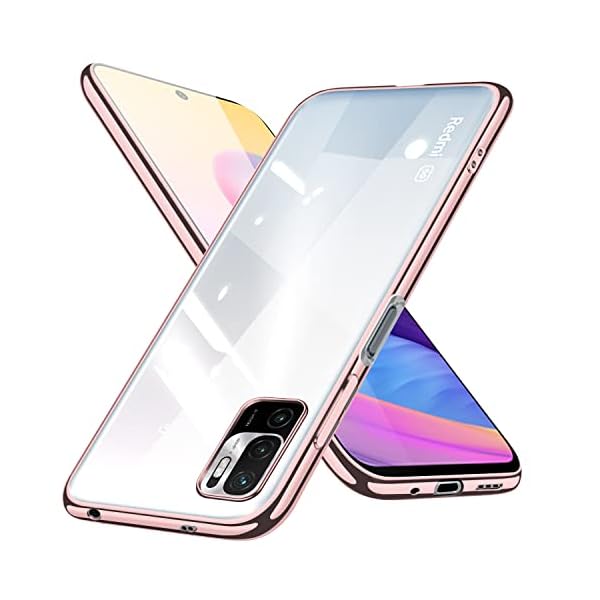 Redmi Note 10T ケース クリア Note 10 JE XIG02 スマホケース 透明 ソフト tpu シャオミ Note10T カバー 背面クリア ピンク ストラップホール付き 軽 耐衝撃 ローズゴールド