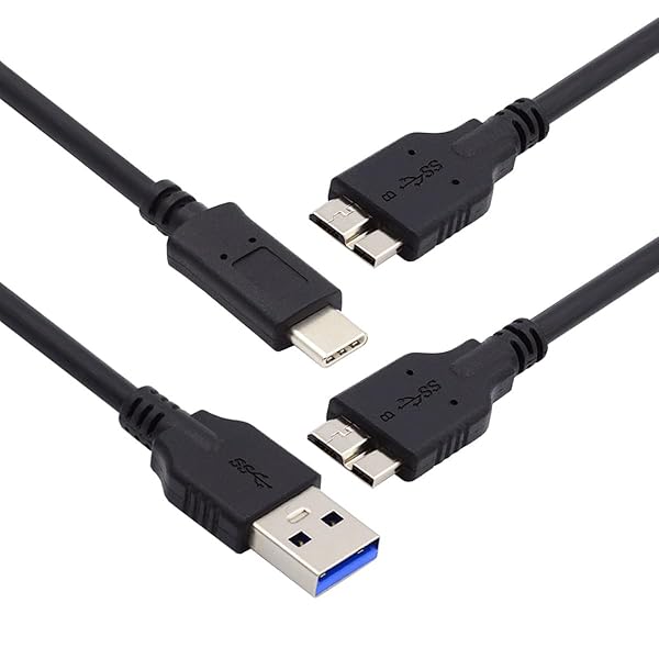 ケーブル 2本/セット USB 3.1 USB-C Type-C - Micro 3.0 および USB 3.0 Type-A オス - Micro 3.0 B オ..