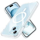 iPhone 15 Plus 用 ケース Magsafe対応 マグネット搭載 米軍MIL規格 超耐衝撃 防滑ストライプ クリア 黄変防止 ワイヤレス充電対応 マグセーフ対応 透明 保護カバー スマホケース 6.7インチ ホワイト