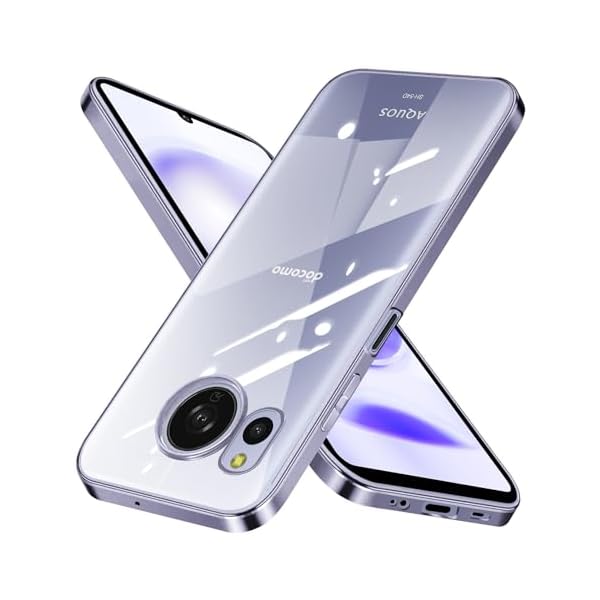 AQUOS sense8 ケース クリア SH-54D SHG11 スマホケース sense 8 透明 tpu 薄型 背面クリア アクオス センス8 カバー 紫 ストラップホール付き 軽量 耐衝撃 ソフト 保護 パープル