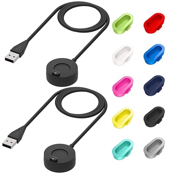 【色違いの10枚防塵プラグ*1+充電ケーブル*2 セット】対応Garmin(ガーミン)Approach S70/ Instinct 2/ Instinct 2S...