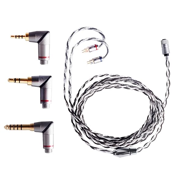 2Pin 0.78mm リケーブル 4.4mm 3.5mm 2.5mm 3in1 L型 4芯 6N単結晶銅+4N銀メッキ銅 バランス ユニバー..