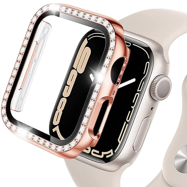 【PCケース+フイルム 2イン1】対応Apple Watch 9/8 41mm/7 41mm専用ケース ラインストーン付け アップルウォッチシリーズ 9/8 2022カバー シート 強化ガラス PC材質 擦り傷防止 防衝撃 Apple Watch 7