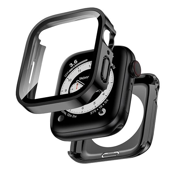 【フルカバー保護】 アップルウォッチ 防水 カバー Apple Watch SE Series 9 8 7 対応 41mm ケース 2 in 1 前後の保護 二重構造 耐衝撃 iWatch 一体型 ケース 41mm ブラック