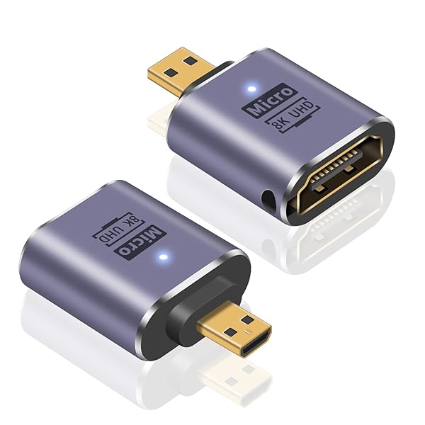 8K Micro HDMI 変換アダプタ, HDMI 2.1 Micro HDMI 変換アダプタ, HDMI(メス)to Micro HDMI(オス) マイクロ...