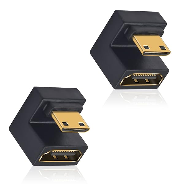 8Kミニhdmi to hdmi u字アダプタ、U字型ミニhdmiオス下向きto hdmi メス 2.1マザー延長アダプター変換..