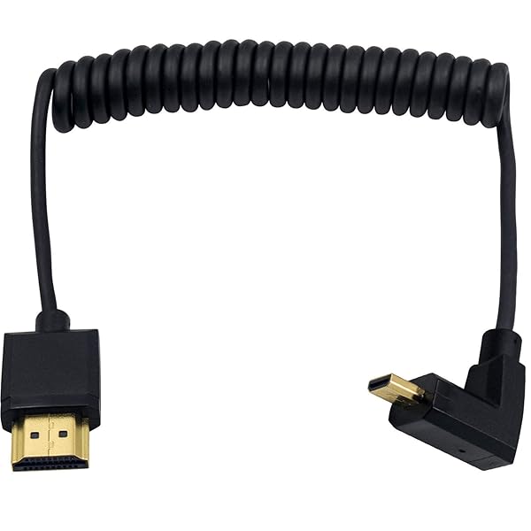 Micro HDMI to HDMIケーブル Micro HDMI to HDMIコイルケーブル エクストリームスリムアップ角度付きマイクロHDMIオスto HDMIオス コイルケーブル 1080P 4K Ultra HD 3D (1.2M/4フィー