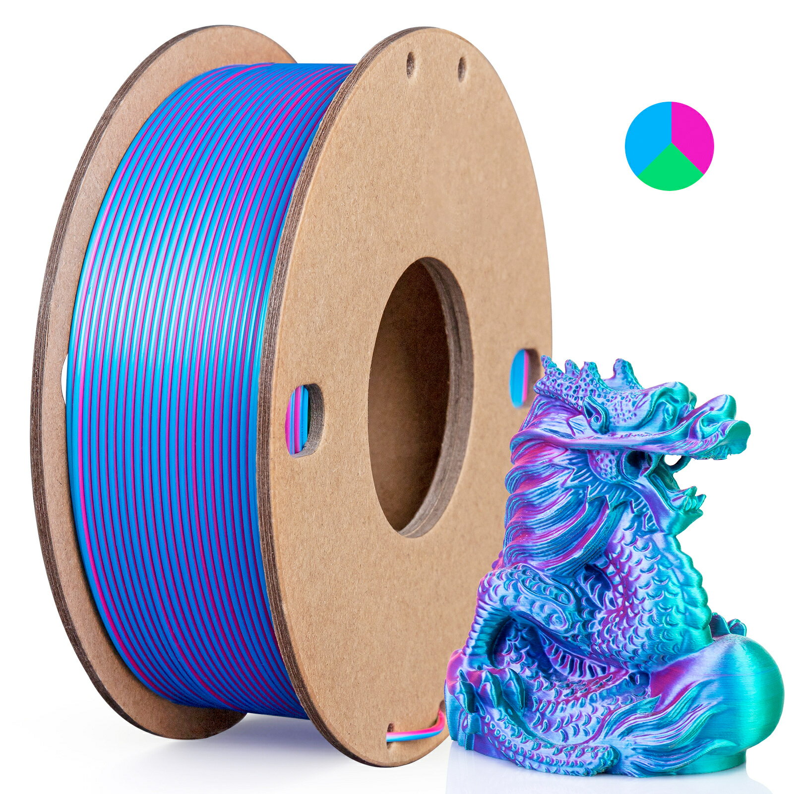 シルク PLA 3D プリンタフィラメント 1.75 ミリメートルトリプルカラーシルク PLA フィラメント 3D 印..
