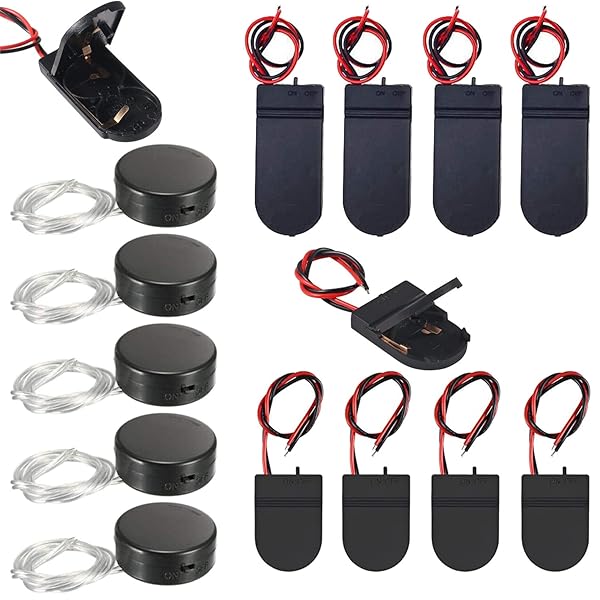 15個 1 x 3V/2 x 3V CR2032セルボタンケース 電池ホルダー スイッチ付き 2ワイヤ オン/オフ スイッチ