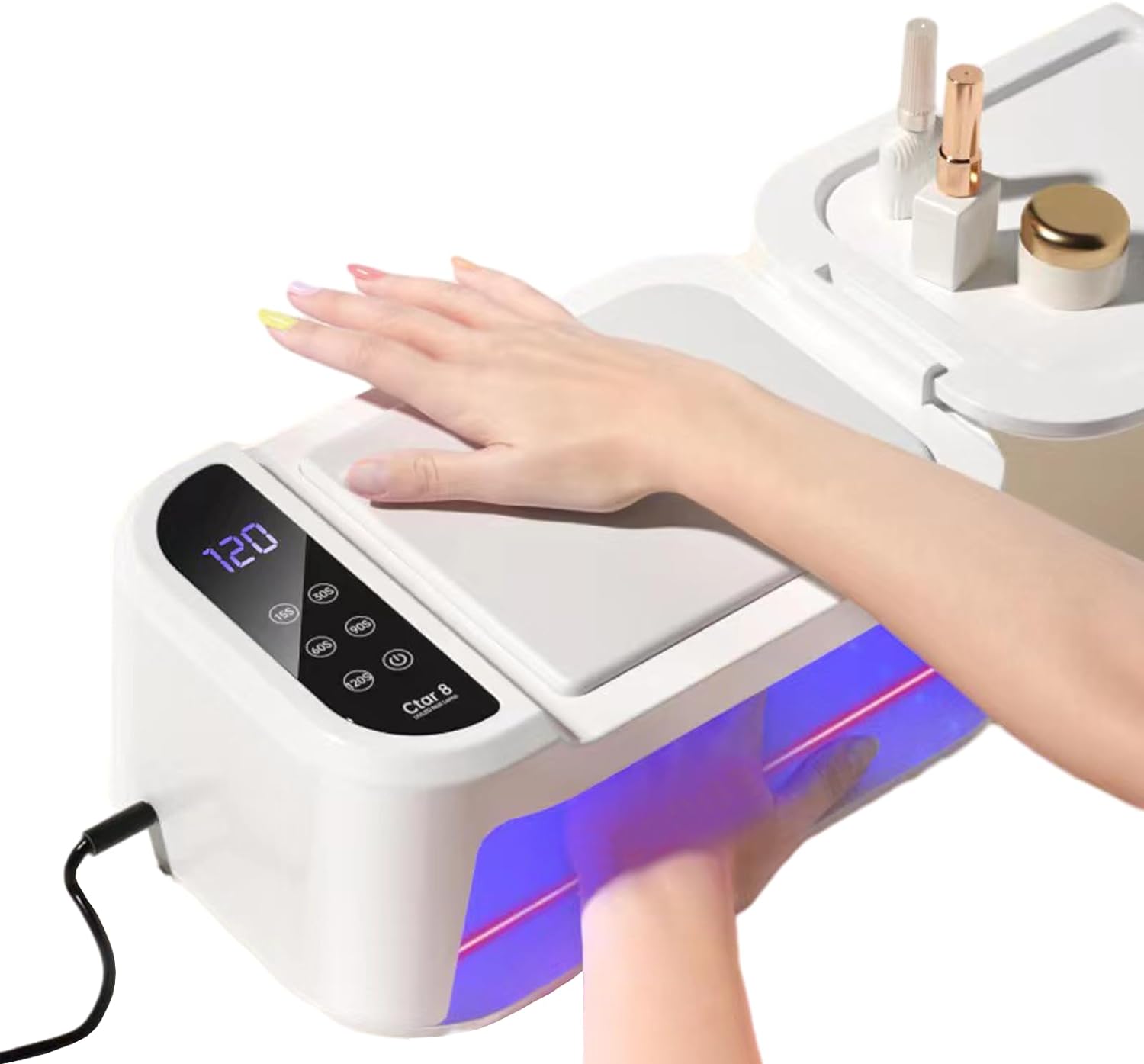 ジェルネイル LED&UV ネイルライト 180W 69個のLED 3イン1 ネイルアームレスト UV LEDライト 自動点灯 センサー スイッチ タイマーつき LED液晶パネル ネイルライト 両手を同時に入れる ネイルシール ネイルレシ ネイル用品