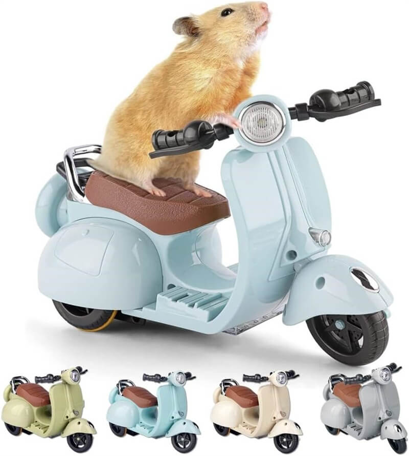ハムスター おもちゃ 車 電動バイク 360度回転 ライト 音楽 付き オートバイのおもちゃ 小さなペット用..