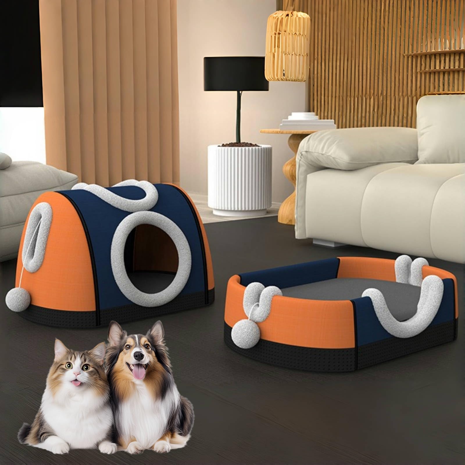 ペットベッド 猫ハウス ドーム型 猫ベッド 折りたたみ式 ベッド 暖かい 冬 猫ハウスドーム型 猫 折りた..