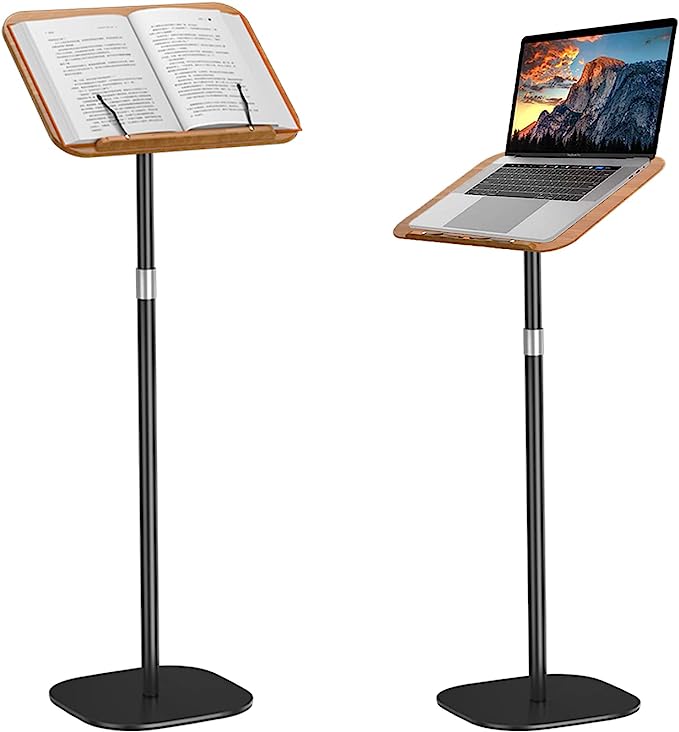 読書用ブックスタンド 54cm-130cm昇降式 サイドテーブル角度調整 金属構造 台座 しっかり安定性 木製パ..