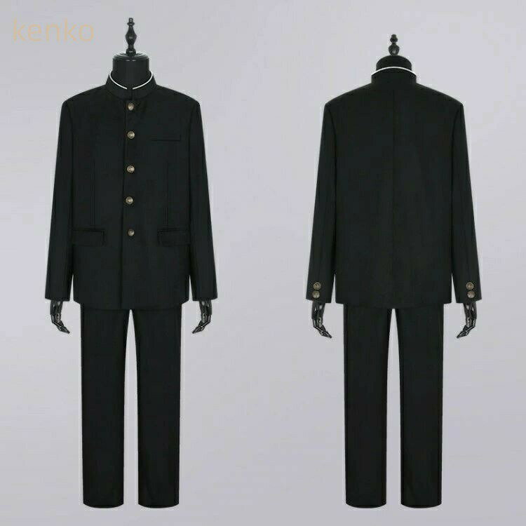 学生服 上下セット 超黒ハイグレード 洗濯機丸洗い 上着 ズボン 形態安定 スリム体 全国標準型 男子 冬 制服 黒 メンズ 学ラン ラウンド襟 詰襟