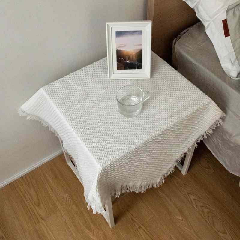 サイドテーブル カバー キャビネット 洗濯機 クロス 綿 ワッフル生地 フリンジ 洗える 正方形 長方形 ..