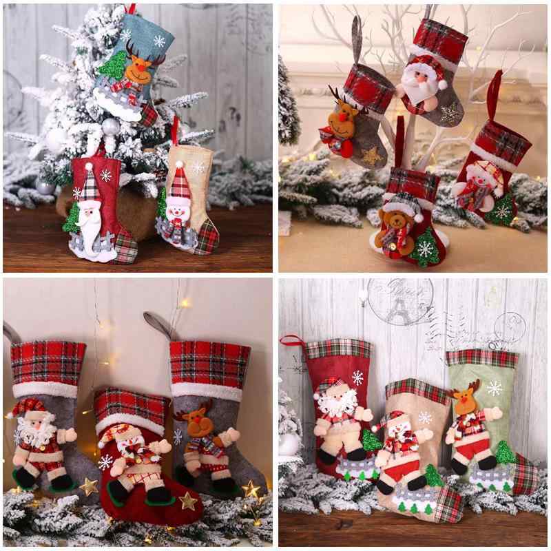 クリスマス飾り キャラクター サンタクロース ぬいぐるみ クリスマス靴下 お菓子入れ プレゼント袋 ギ..