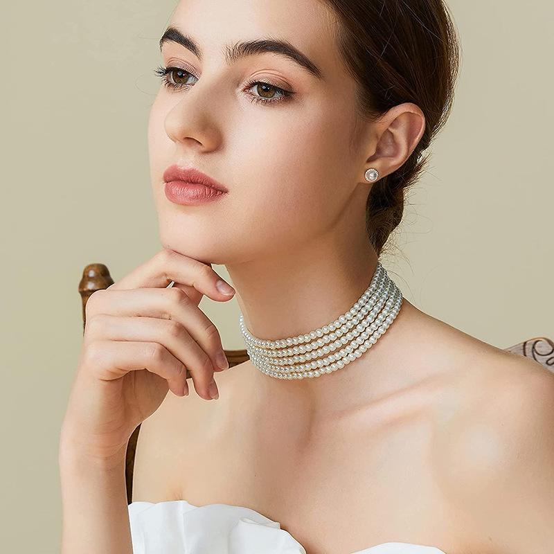 Rakuten - ボヘミアン風 多層 パール ネックレス レイヤード チェーン パール アクセサリー ファッション ジュエリー 女性用 ロング 軽量 普段使い