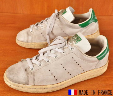 ヴィンテージ 1980年代 フランス製 / adidas アディダス / STAN SMITH スタンスミス / ローカットスニーカー / ホワイト レザー / JPN24.5cm【中古】▽