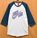 【デッドストック】【ビッグサイズ】2014年製 NIKE ナイキ ラグランTシャツ 七分袖 ホワイト×ブルーグリーン×パープル メンズ2XL【未使用品】▼(4)