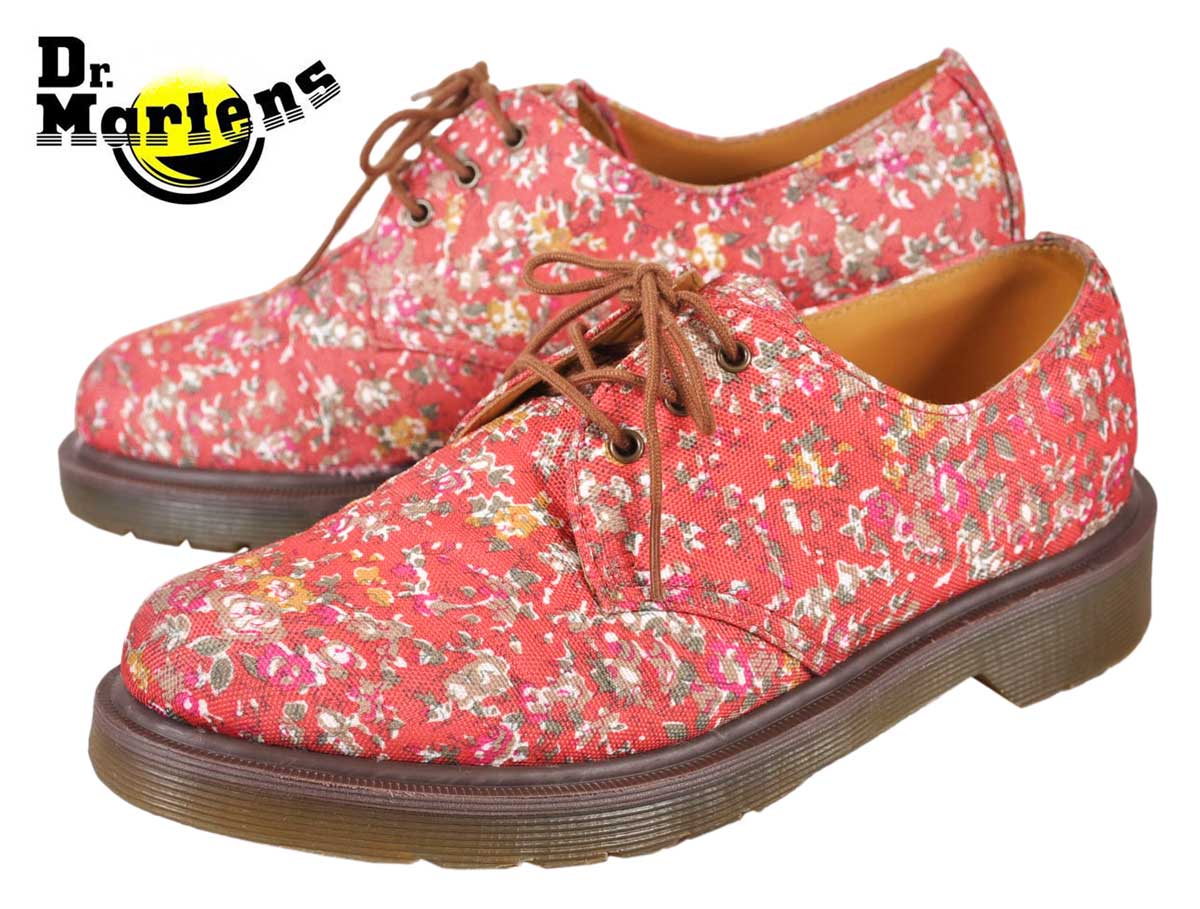 Dr.martens ドクターマーチン / 3ホールシューズ / レッド 花柄 ナイロンキャンバス / UK5 JPN24.0cm【中古】▽□