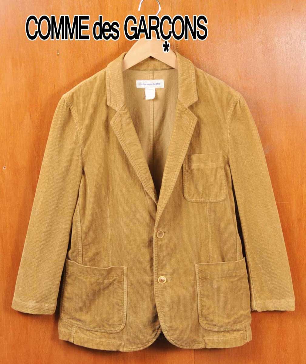 フランス製 / COMME des GARCONS SHIRT コム・デ・ギャルソン シャツ / コーデュロイ テーラードジャケットスタイル 2つボタンジャケット / オーカー / メンズS【中古】▽