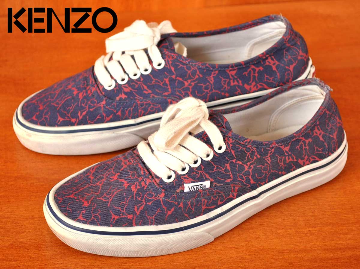 【コラボ】【USA企画】VANS×KENZO バンズ×ケンゾー / Authentic オーセンティック / キャンバスデッキシューズ / ネイビー×レッド 花柄 キャンバス / JPN25.5cm【中古】▽