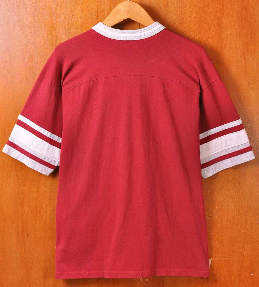 ヴィンテージ 1980年代 USA製 GTS NFL SAN FRANCISCO 49ers サンフランシスコ フォーティーナイナーズ フットボールTシャツ 半袖Tシャツ ワインレッド メンズM相当【中古】▼
