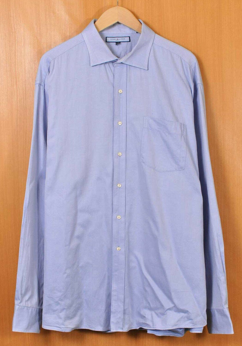 【ビッグサイズ】TOMMY HILFIGER トミーヒルフィガー 長袖シャツ ライトブルー メンズ3XL相当【中古】■【BG-KA】