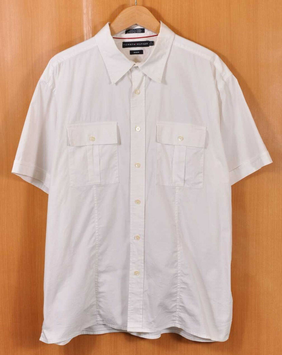 Rakuten - 【ビッグサイズ】TOMMY HILFIGER トミーヒルフィガー 半袖シャツ ホワイト メンズ2XL相当【中古】■【BG-OK】