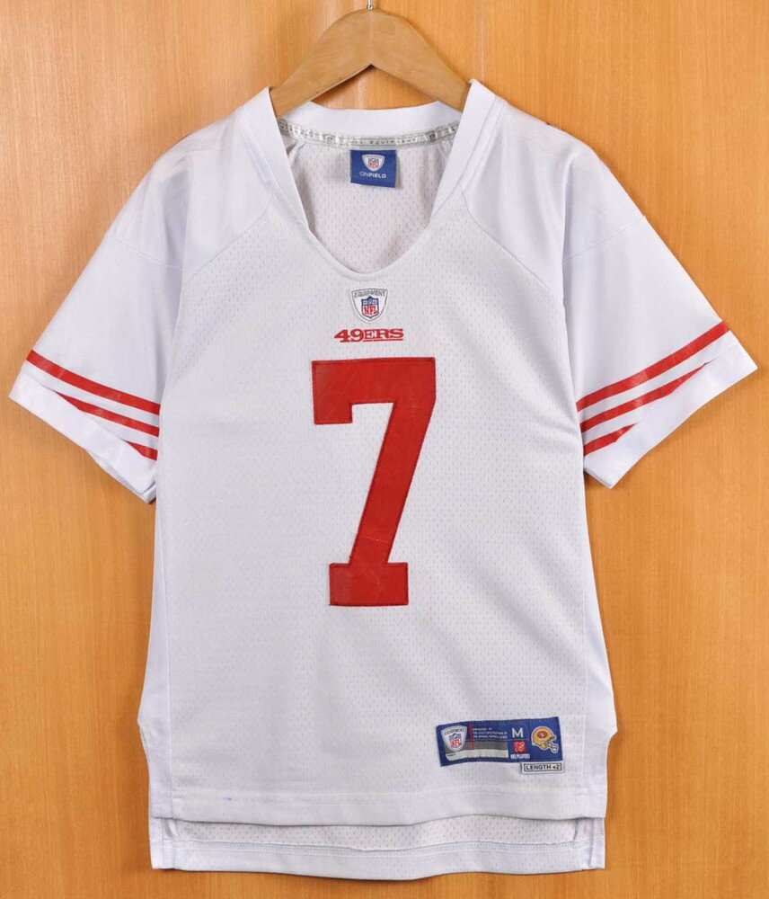 NFL APPAREL NFL SAN FRANCISCO 49ers サンフランシスコ・フォーティーナイナーズ コリン・キャパニック フットボールシャツ ナンバリング ユニフォーム ホワイト レディースM相当【中古】▼