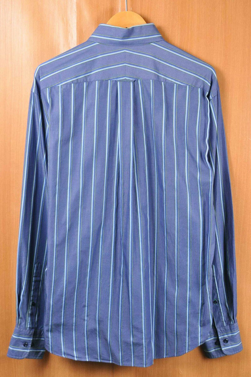【ビッグサイズ】TOMMY HILFIGER トミーヒルフィガー ボタンダウン 長袖シャツ ダークブルー×ブルー系ベース ストライプ柄 メンズXL相当【中古】■