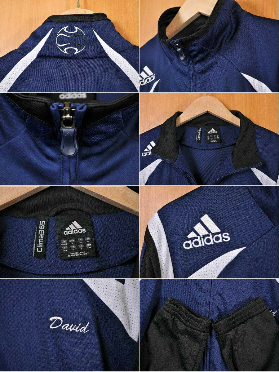 2008年製 adidas アディダス 選手名別注刺繍入り ジャージ ネイビー×ブラック×ホワイト メンズL相当【中古】▼□