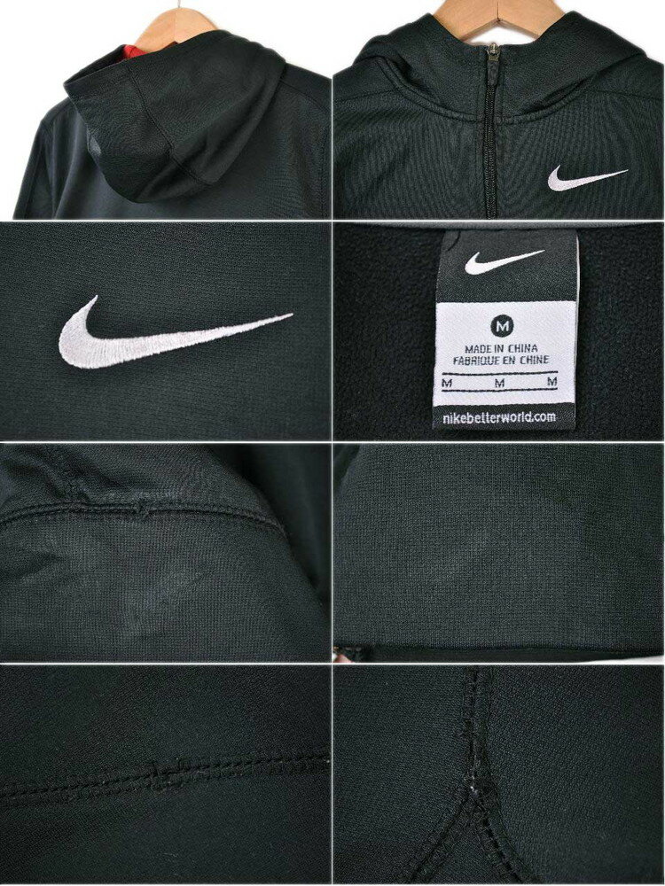 NIKE ナイキ フルジップ マイクロファイバー パーカ ブラック×ワンポイントロゴ刺繍 レディースS相当【中古】■