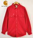 【ビッグサイズ】ヴィンテージ 1990年代 Carhartt カーハート 長袖シャツ レッド メンズ2XL相当【中古】▼(4)