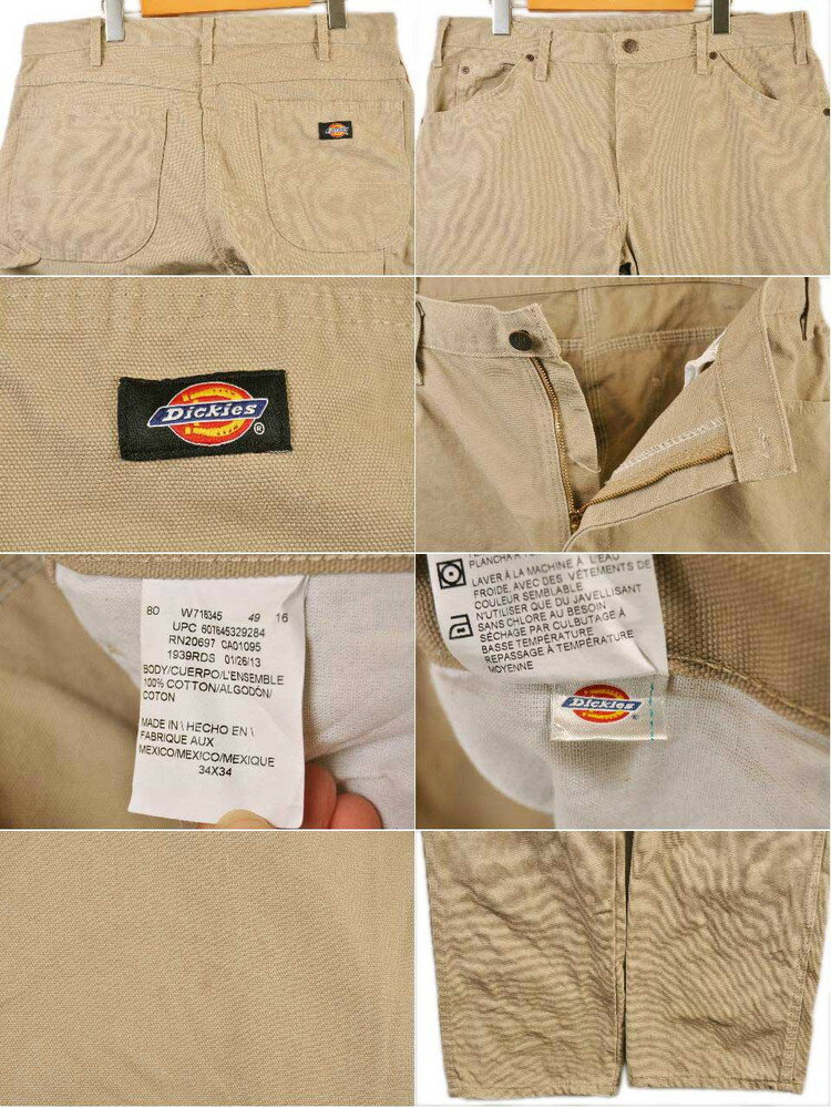 Dickies ディッキーズ コットンダック ペインターパンツ ワークパンツ ライトベージュ W36相当【中古】■