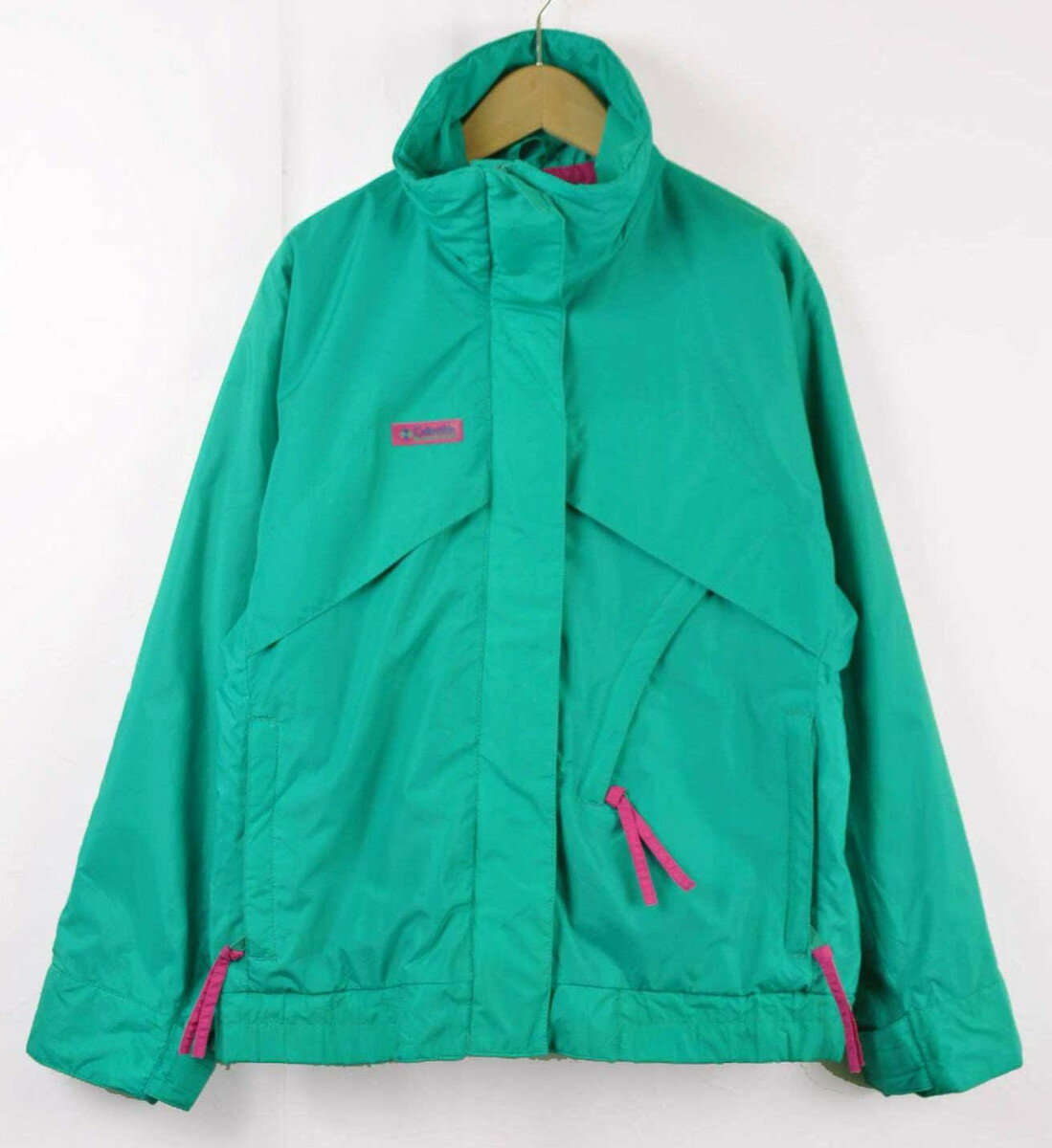 ヴィンテージ 1980年代 Columbia コロンビア アウトドア ナイロンジャケット ピーコックグリーン レディースS【中古】■(4)