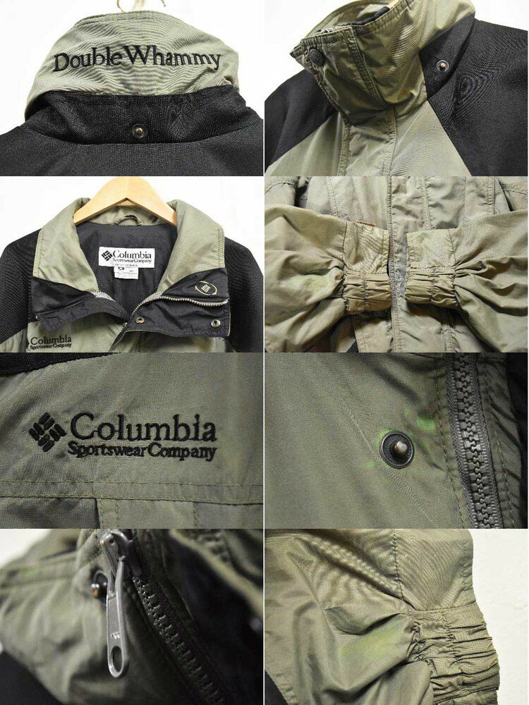 ヴィンテージ 1990年代 Columbia コロンビア Double Whammy ナイロンジャケット アウトドアジャケット グリーン系カーキ×ブラック メンズL【中古】■