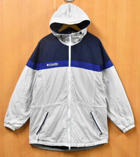 ヴィンテージ 1990年代 Columbia コロンビア ナイロンジャケット マウンテンパーカ アウトドアジャケット ライトグレー×ネイビー×ブルー レディースL【中古】■ ヴィンテージ 1990年代 Columbia コロンビア ナイロンジャケット マウンテンパーカ アウトドアジャケット ライトグレー×ネイビー×ブルー レディースL【中古】■