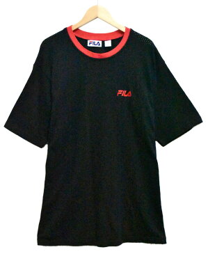 【ビッグサイズ】ヴィンテージ 1990年代〜 FILA フィラ コットン 半袖Tシャツ メッシュ ブラック メンズ2XL【中古】▼