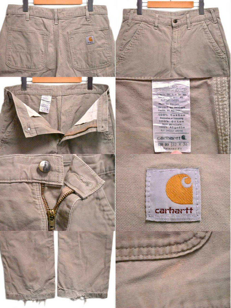 Carhartt カーハート 薄手コットンダック ワークパンツ ゴールデンカーキ W34相当【中古】■
