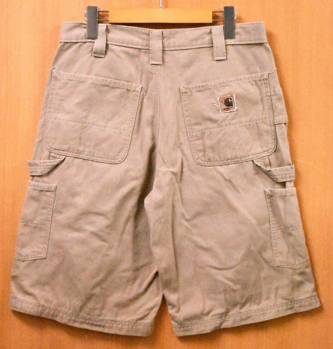Carhartt カーハート 薄手コットンダック ペインターパンツスタイル ワーク系 ハーフパンツ ショーツ ゴールデンカーキ W32【中古】■