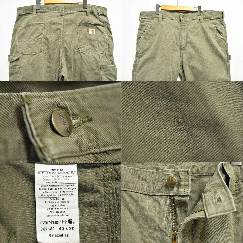 Carhartt カーハート コットン ペインターパンツ ワークパンツ グリーンカーキ W41相当【中古】■