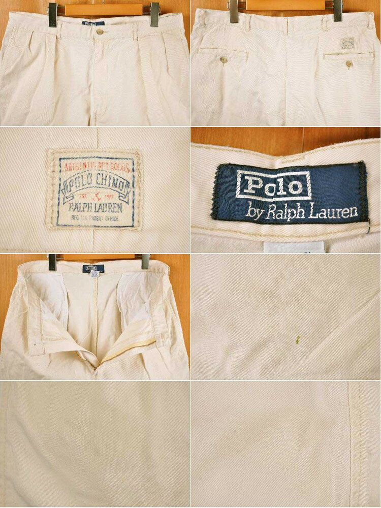 Polo Ralph Lauren ポロ ラルフローレン ハーフパンツ ショーツ チノパン 2タック入り アイボリー W36【中古】■