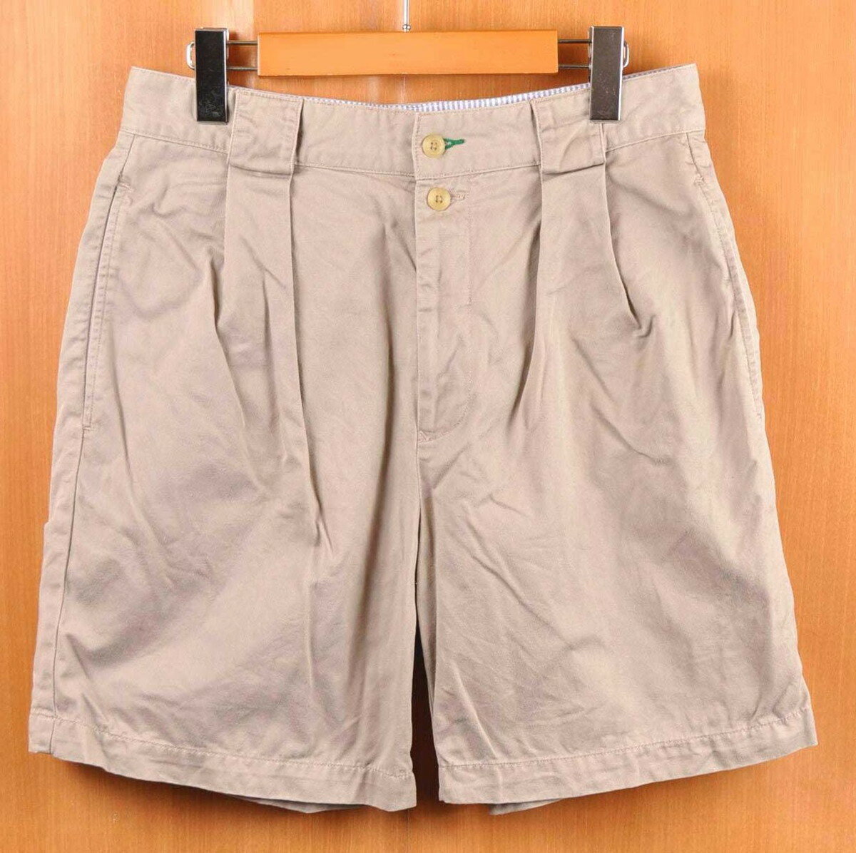 TOMMY HILFIGER トミーヒルフィガー ハーフパンツ 2タック入り ショートパンツ ショーツ ベージュ系 W31【中古】■