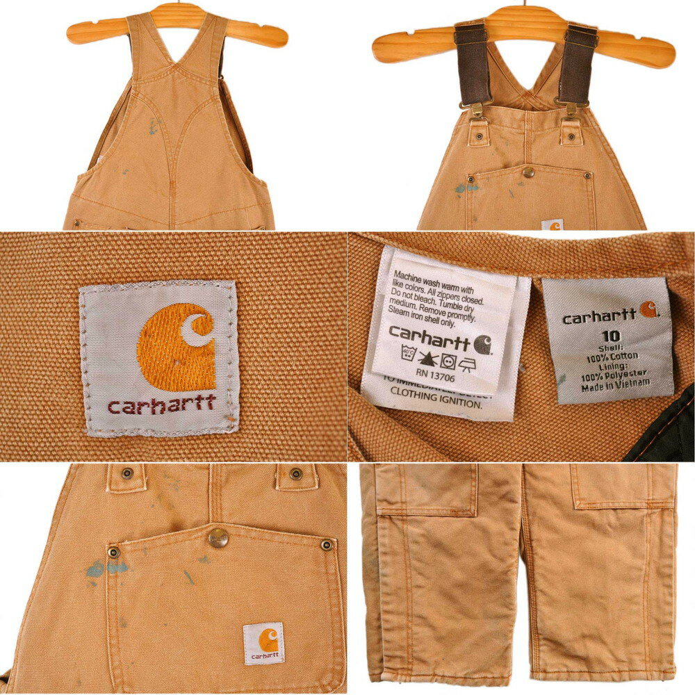 Carhartt カーハート ダブルニー ダック地 ワーク オーバーオール キャメルブラウン W31相当【中古】■